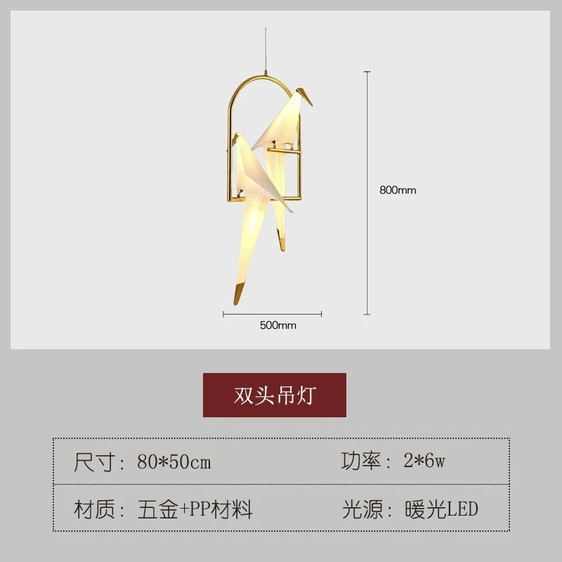 Modern Paper Crane birds Hanging lamps